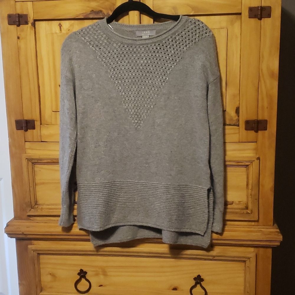 Jana Nordstrom Womens Size XS Sweater Cutouts Wool Angora Blend Long Sleeve Gray - Picture 2 of 6